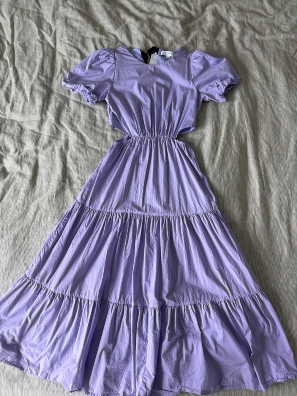 Peter Som Collective Lilac Tiered Midi Dress with Cutout Waist